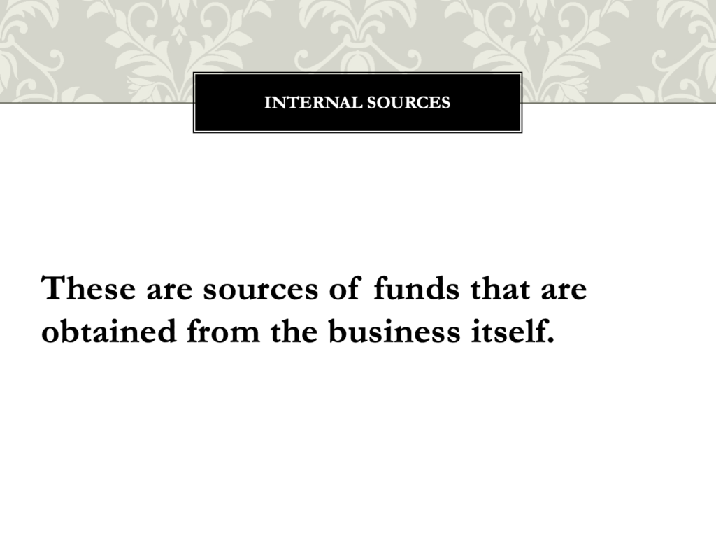 Sources of Finance Presentation Notes